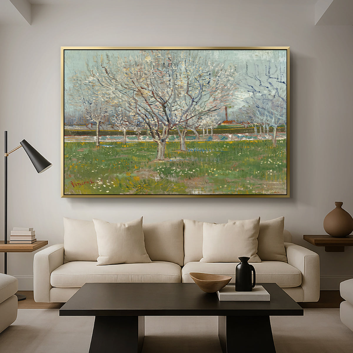 Orchard in Blossom (Plum Trees), 1888 - Floater Framed Canvas Print