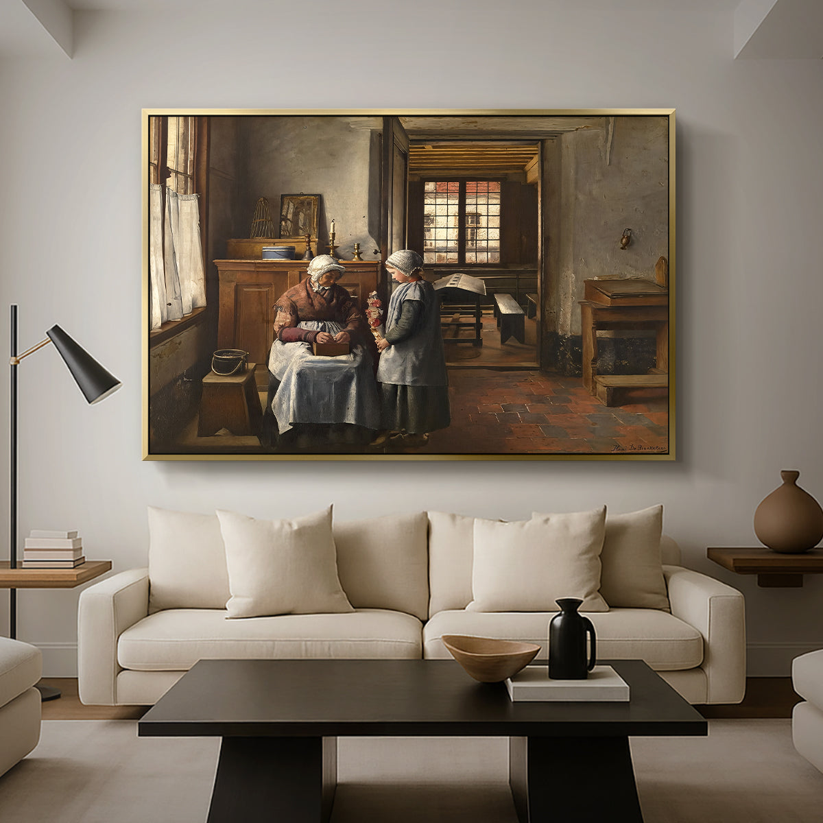Grandmother's Feast, 1873 - Floater Framed Canvas Print