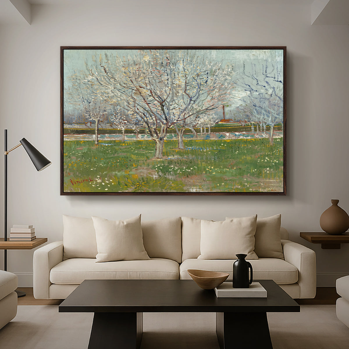 Orchard in Blossom (Plum Trees), 1888 - Floater Framed Canvas Print