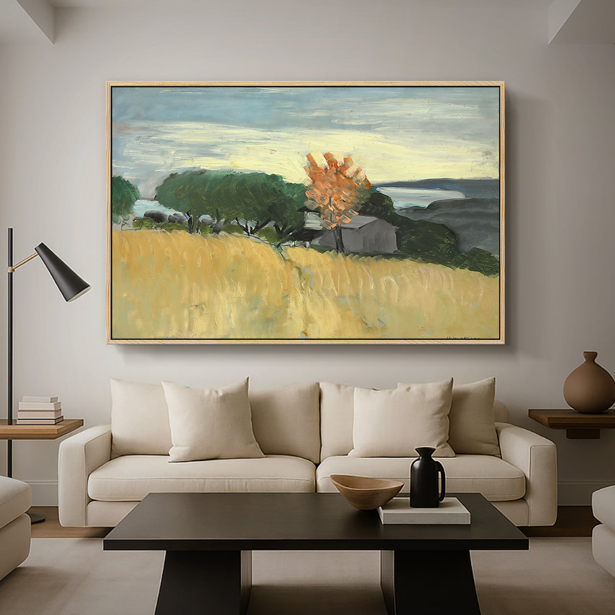 Fields of Wheat in Cagnes, 1918 - Floater Framed Canvas Print