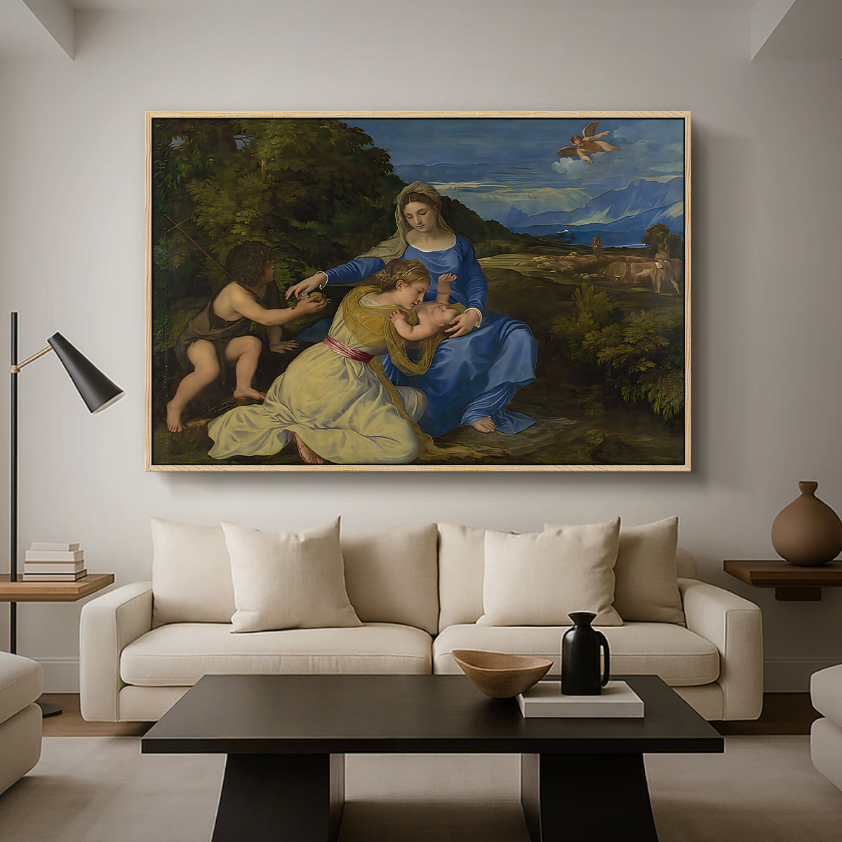 The Aldobrandini Madonna, 1532 - Floater Framed Canvas Print
