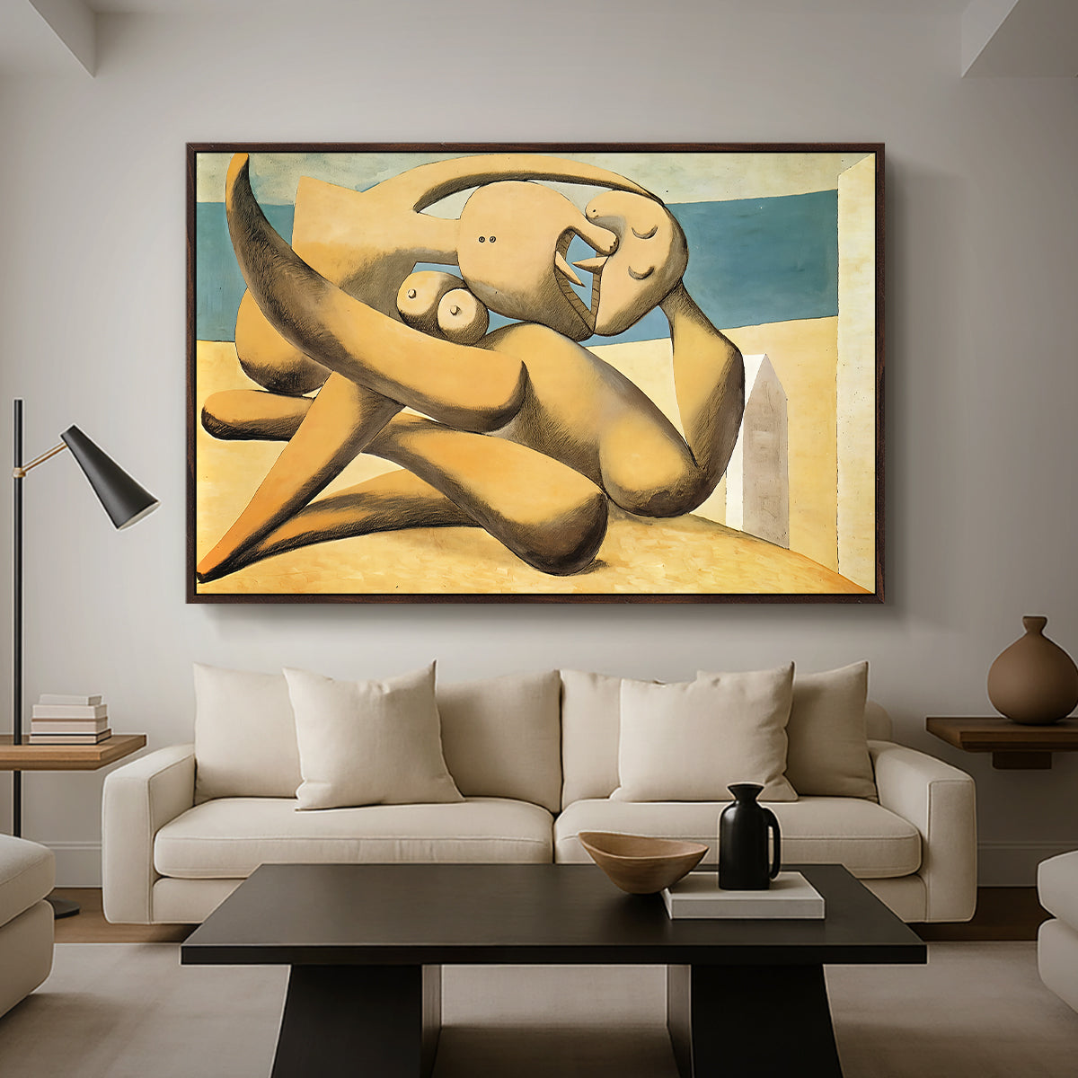 Figures at the Seaside (The Kiss), 1931 - Floater Framed Canvas Print