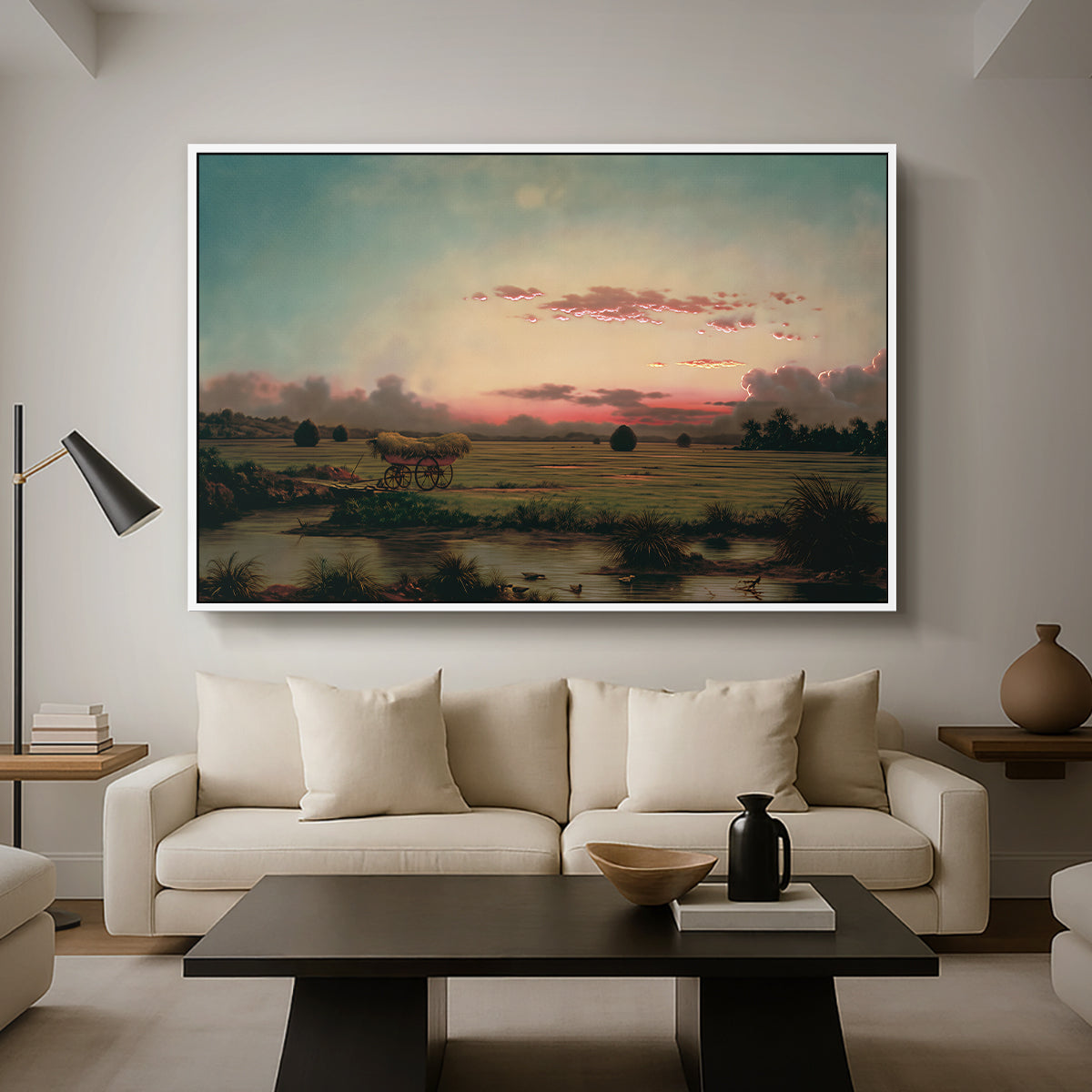 The Marshes at Rhode Island, 1866 - Floater Framed Canvas Print
