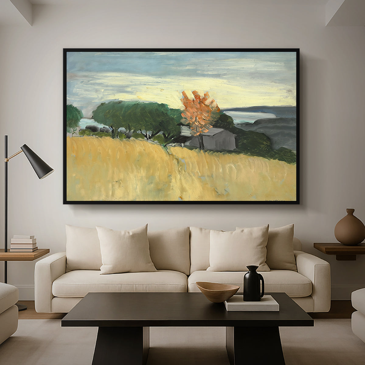 Fields of Wheat in Cagnes, 1918 - Floater Framed Canvas Print