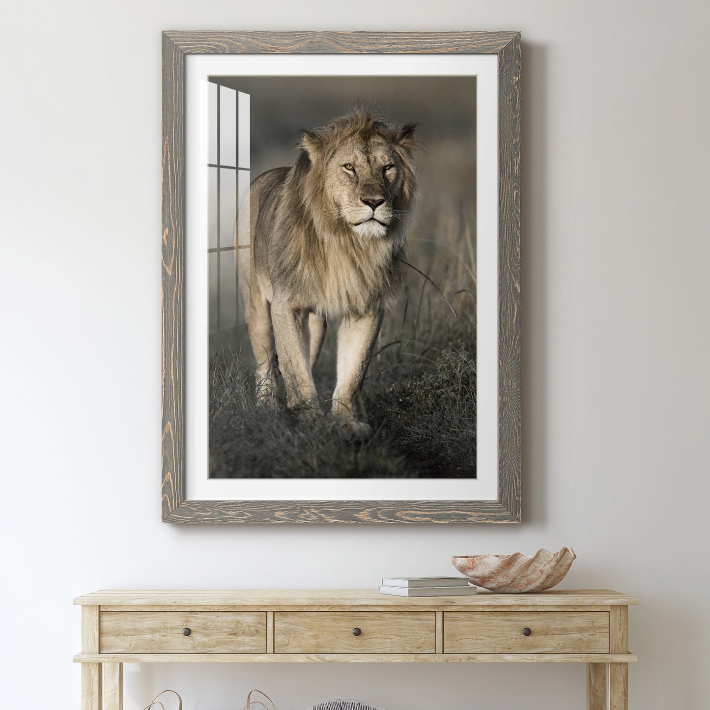 Morning Walk in Masai Mara - Premium Framed Print - Distressed Barnwood Frame - Ready to Hang