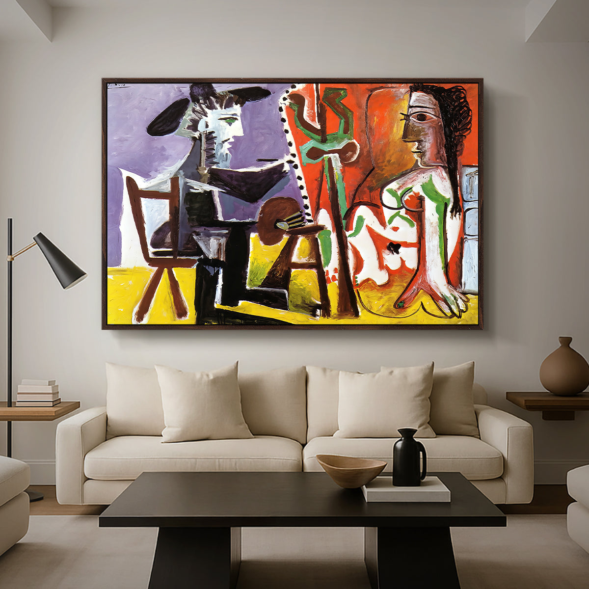 The Painter and His Model, 1963 - Floater Framed Canvas Print