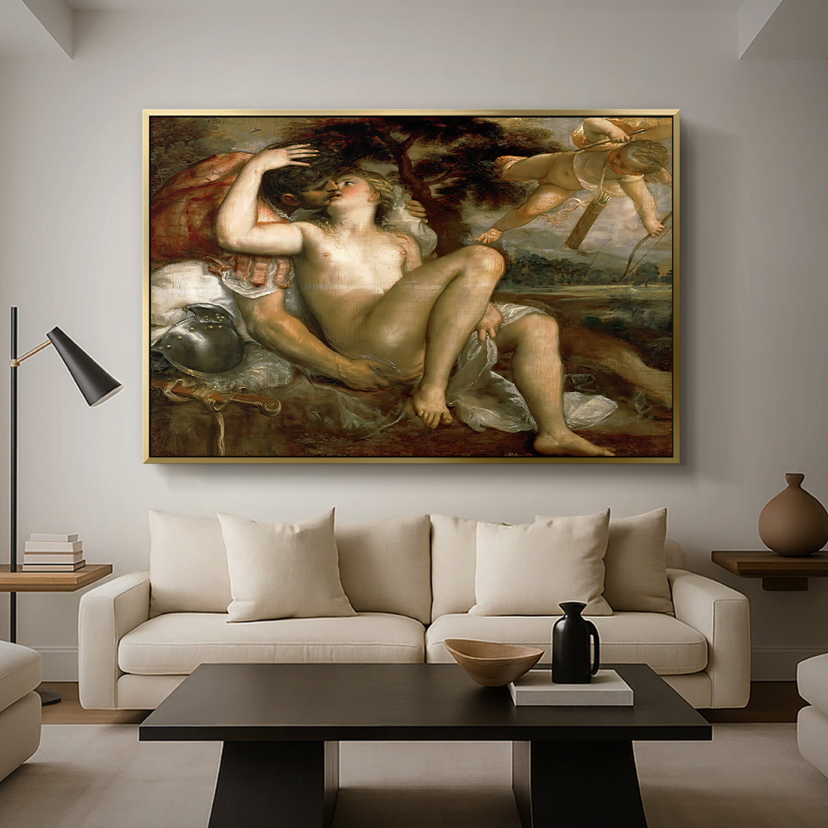 Mars, Venus and Cupid, c. 1530 - Floater Framed Canvas Print
