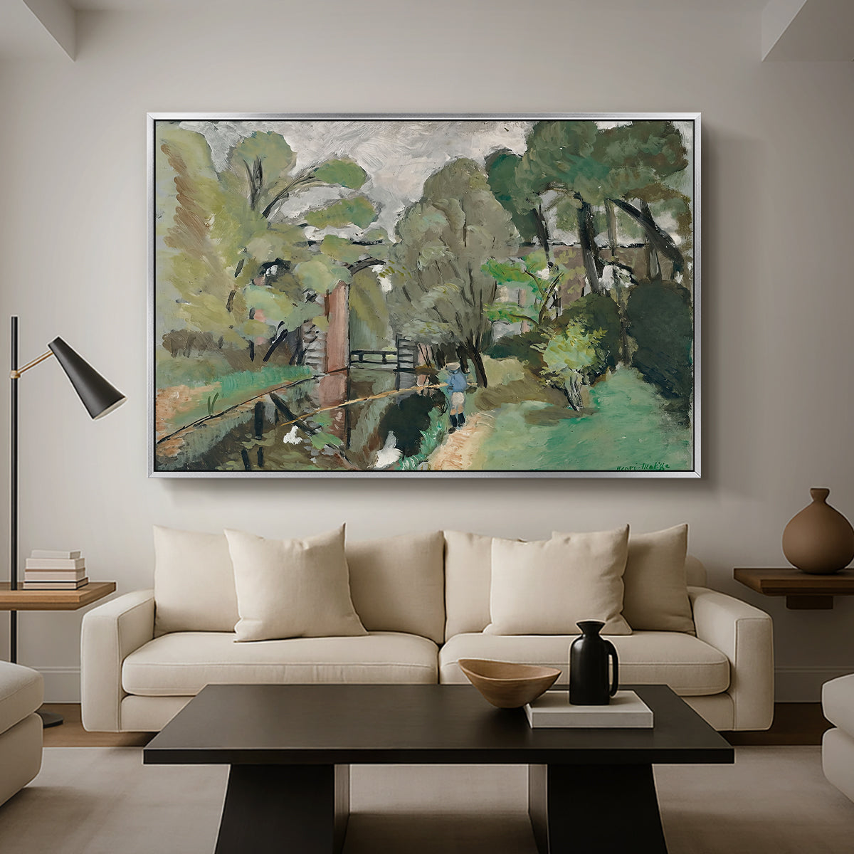 The Little Fisherman, Maintenon, 1918 - Floater Framed Canvas Print