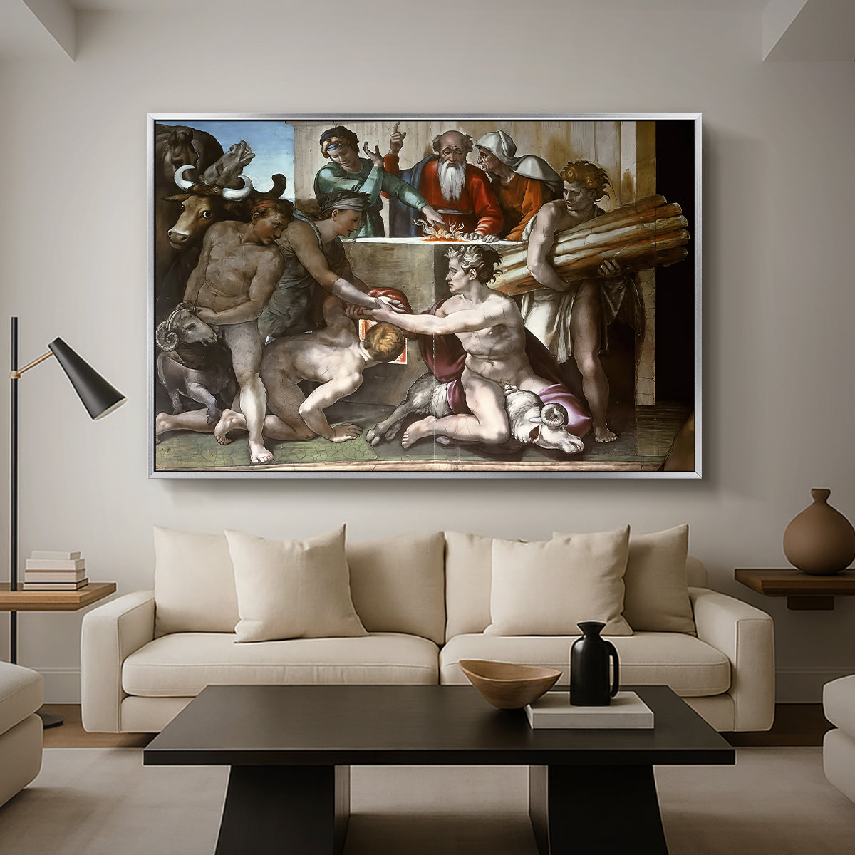 The Sacrifice of Noah (Sistine Chapel), 1509 - Floater Framed Canvas Print