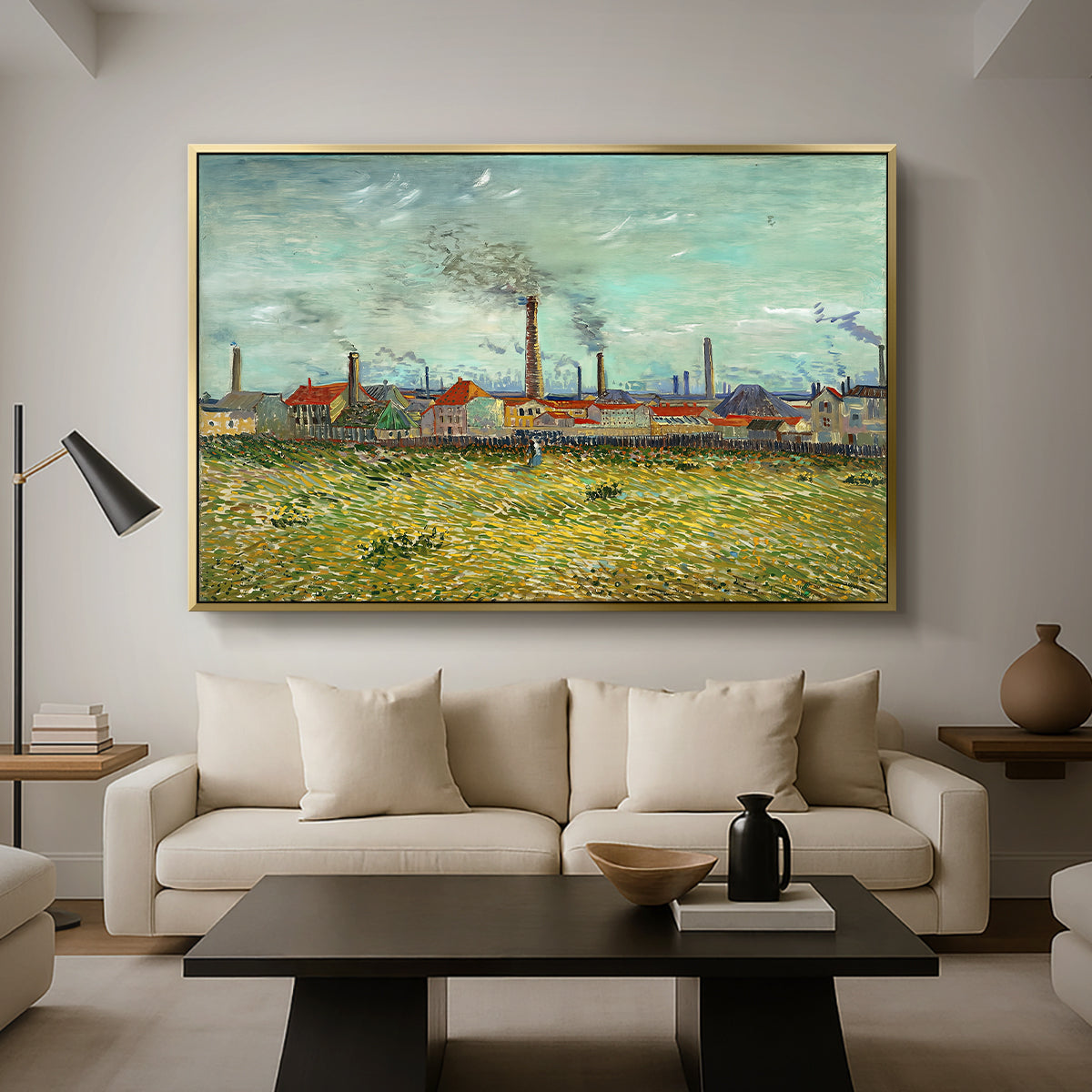 Factories at Clichy, 1887 - Floater Framed Canvas Print