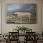 Canvas art print featuring a single sheep standing in open pasture under soft sky, showcased as a statement wall artwork