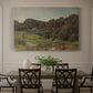 Canvas art print featuring a rolling landscape with fields, trees, and distant water under open sky, showcased as a statement wall artwork