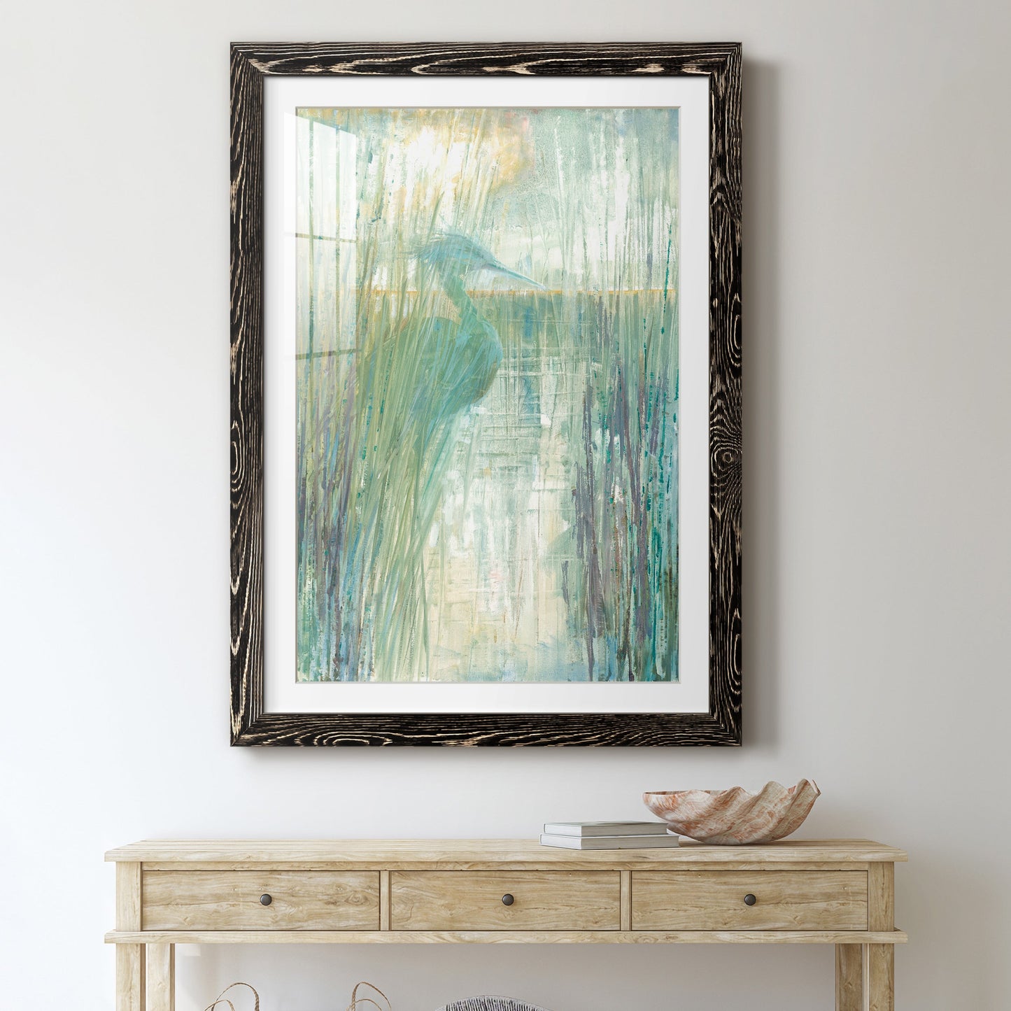 Morning Egret I - Premium Framed Print - Distressed Barnwood Frame - Ready to Hang