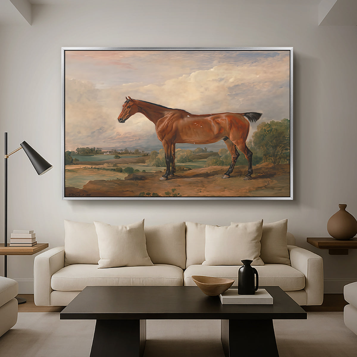 A Hunter in a Landscape, c. 1810 - Floater Framed Canvas Print