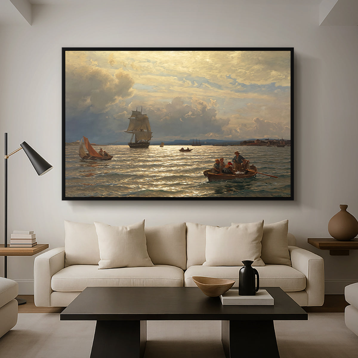 From the Inlet of Oslo, 1874 - Floater Framed Canvas Print