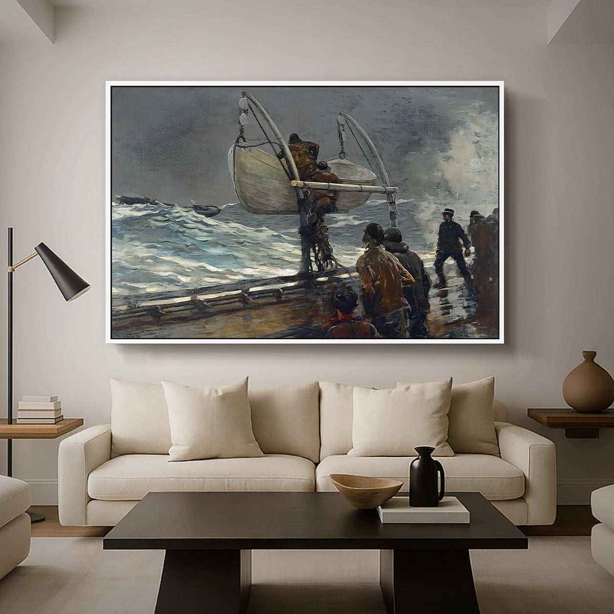 The Signal of Distress, c. 1896 - Floater Framed Canvas Print