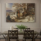 Canvas art print featuring a group of hunters and dogs gathered after hunt in countryside, showcased as a statement wall artwork