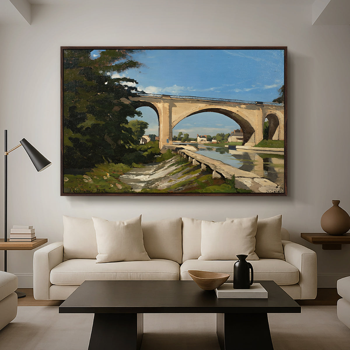 The Railroad Bridge at Briare, 1888 - Floater Framed Canvas Print