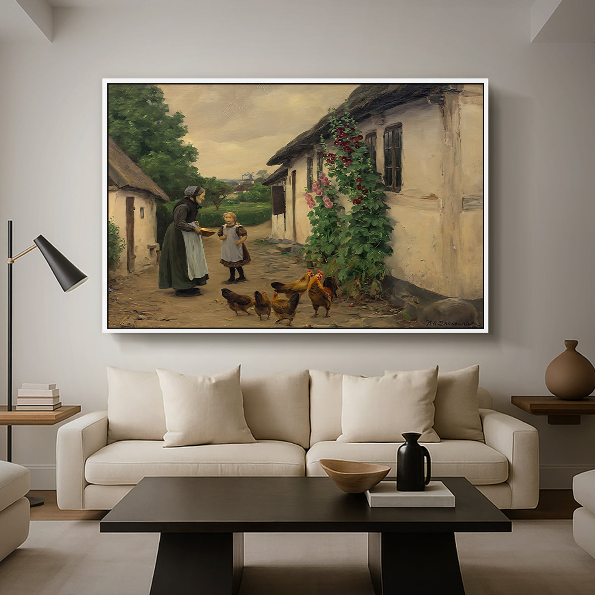 Visit to Grandmother, 1914 - Floater Framed Canvas Print