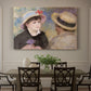 Canvas art print featuring a close-up of a couple seated together outdoors with hats and soft sunlight, showcased as a statement wall artwork