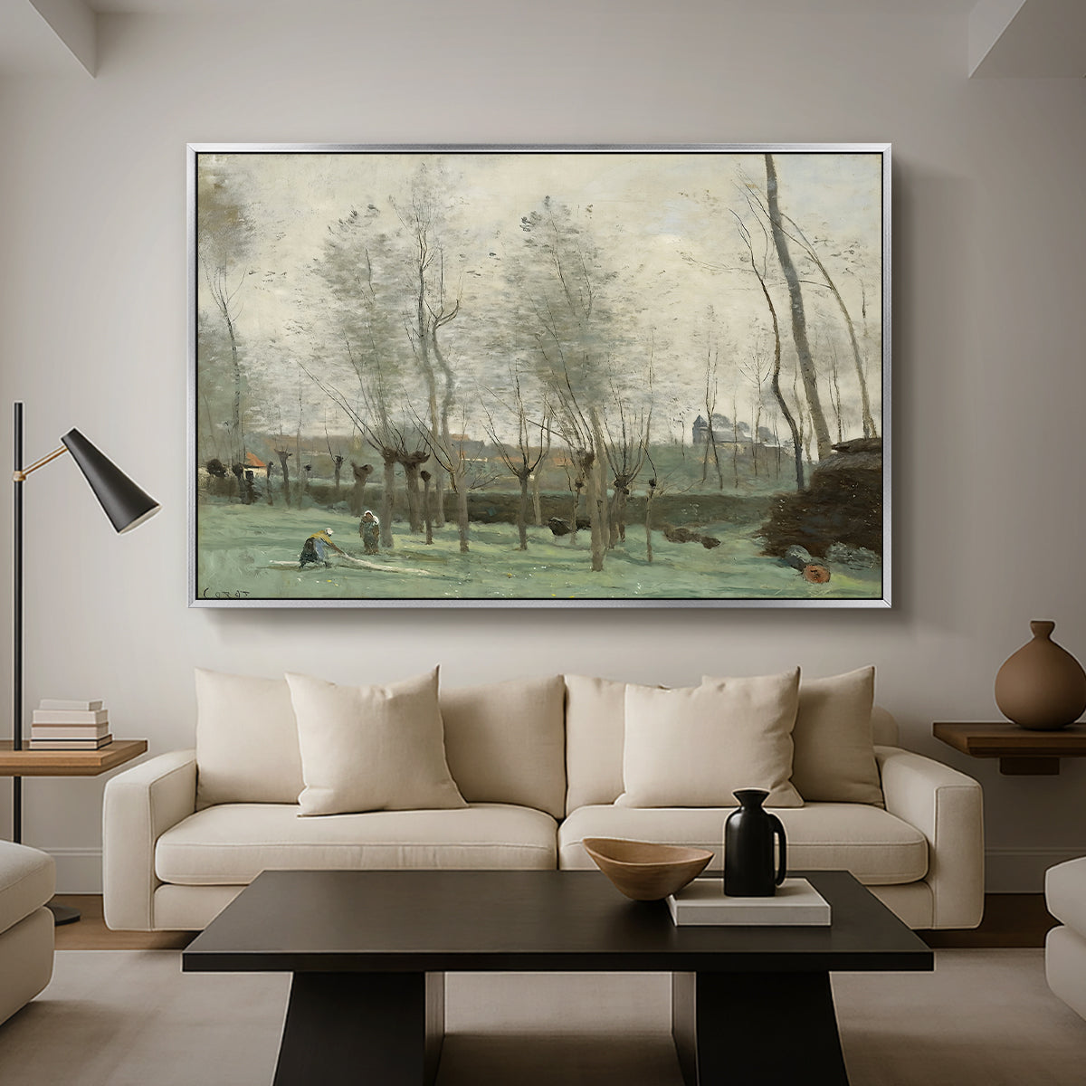 Washerwomen in a Willow Grove, c. 1871 - Floater Framed Canvas Print