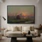 Haystack at Sunset, 1880 - Floater Framed Canvas Print