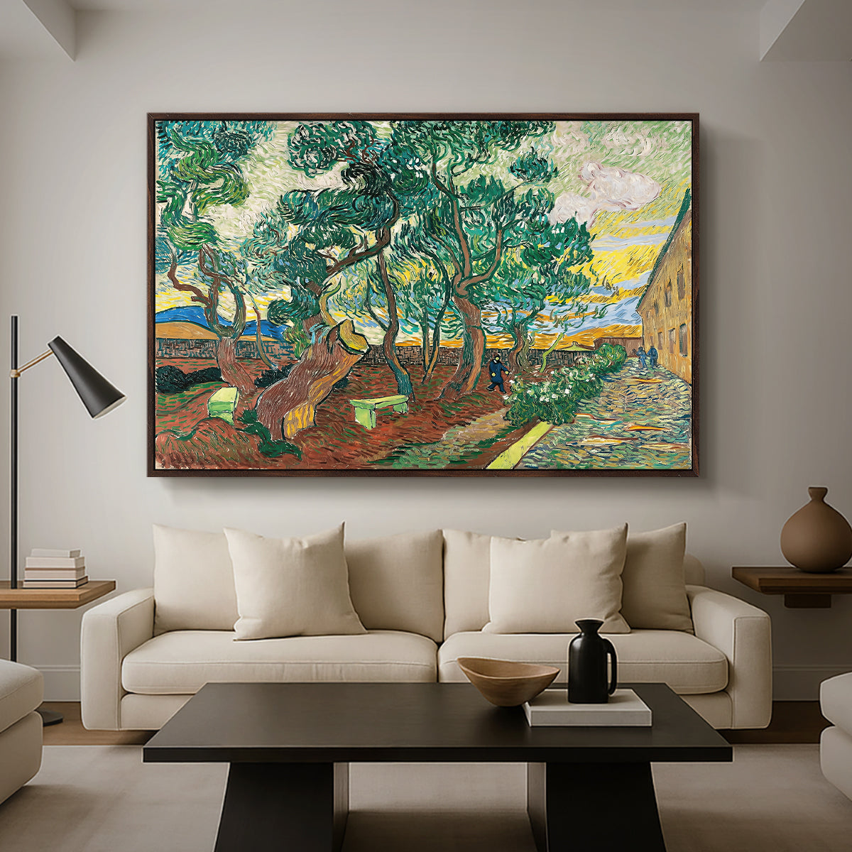 The Garden of Saint-Paul Hospital, 1889 - Floater Framed Canvas Print