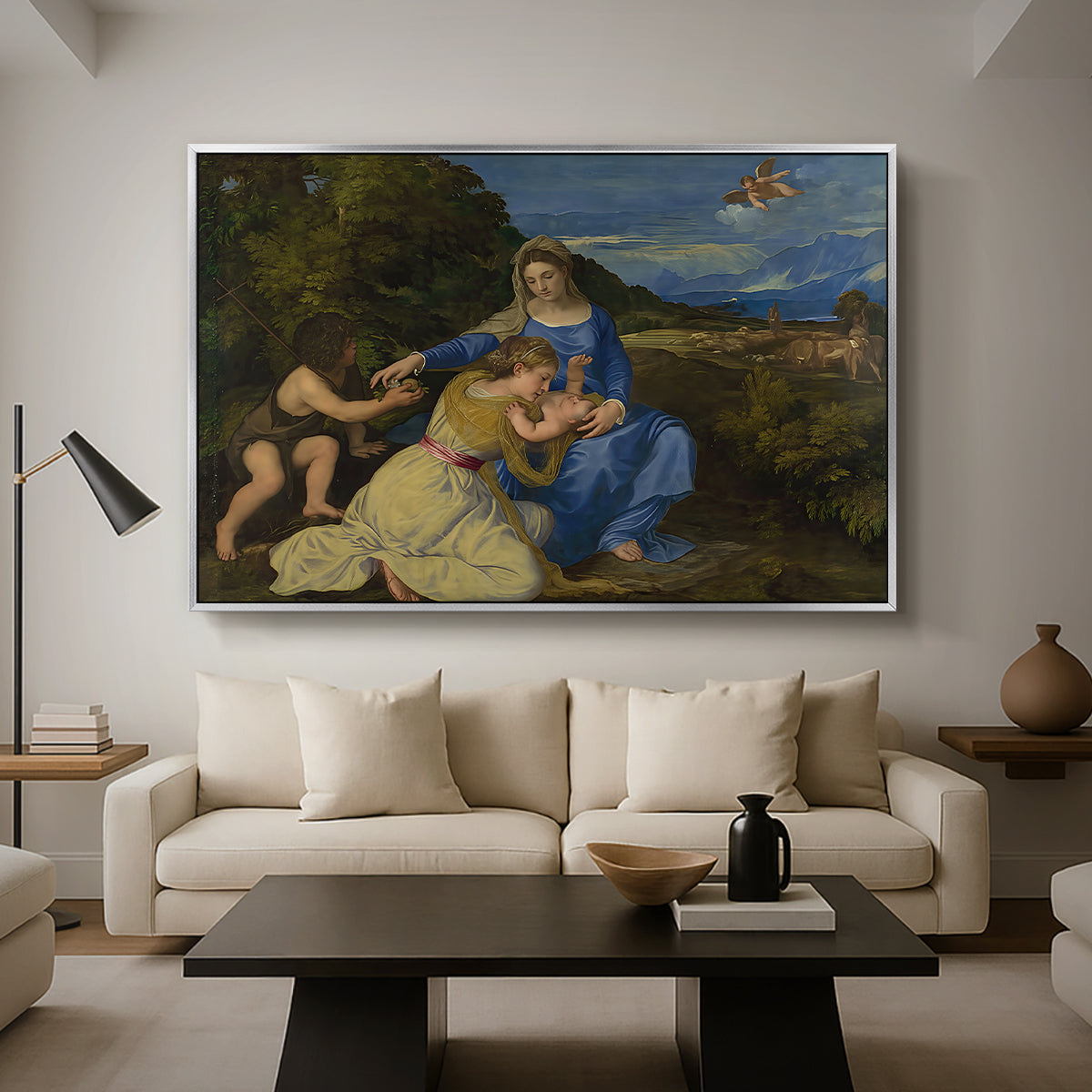 The Aldobrandini Madonna, 1532 - Floater Framed Canvas Print