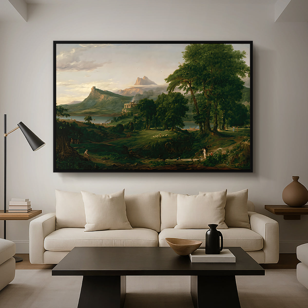 The Course of Empire: The Arcadian or Pastoral State, 1834 - Floater Framed Canvas Print