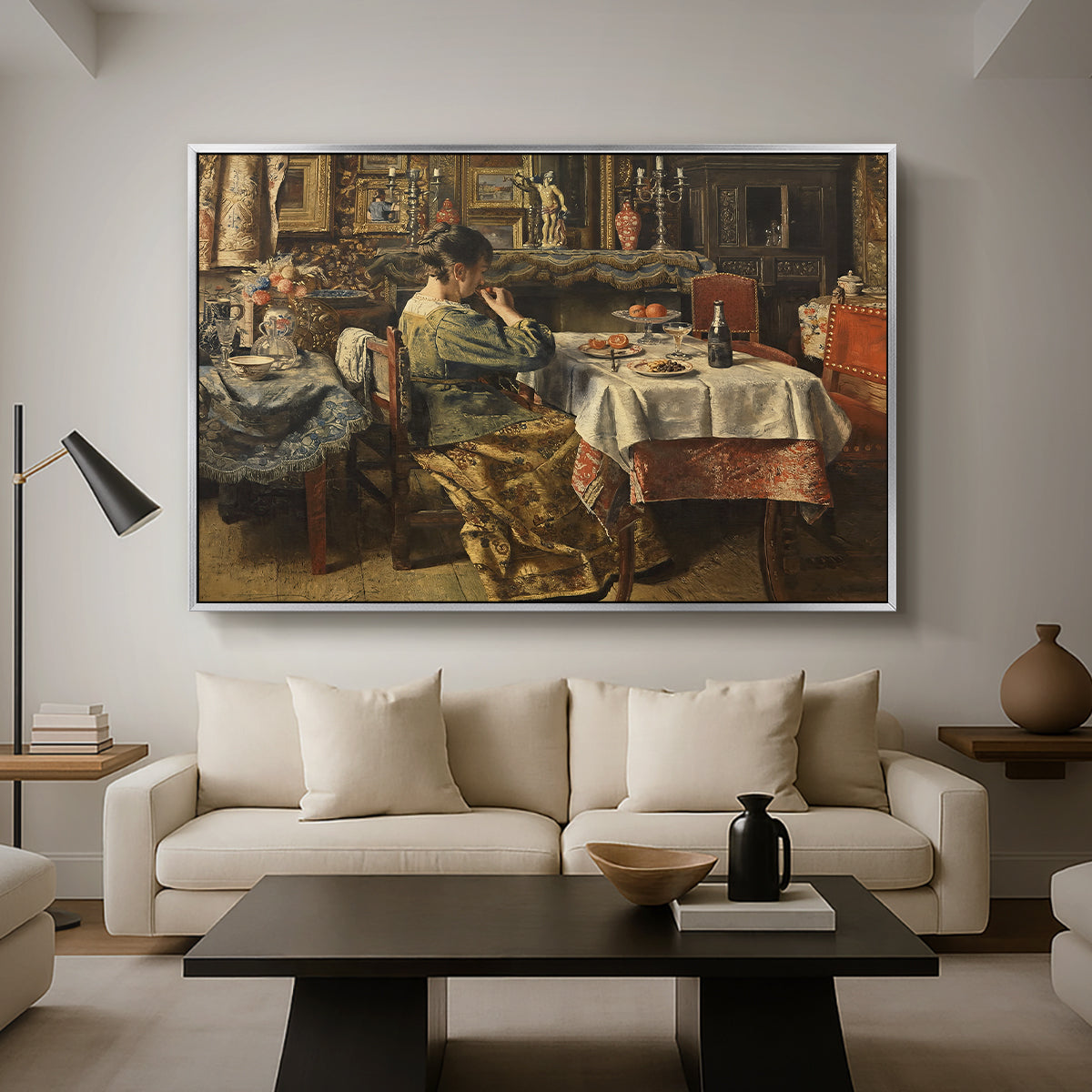 The Meal (De maaltijd), c. 1885 - Floater Framed Canvas Print