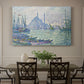 Canvas art print featuring a skyline with minarets rising above waterfront and boats, showcased as a statement wall artwork