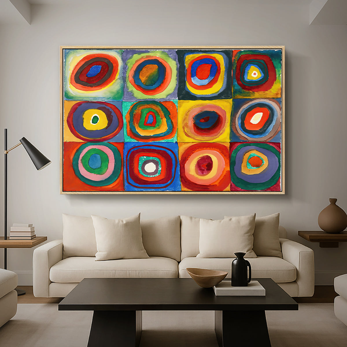 Color Study: Squares with Concentric Circles, 1913 - Floater Framed Canvas Print