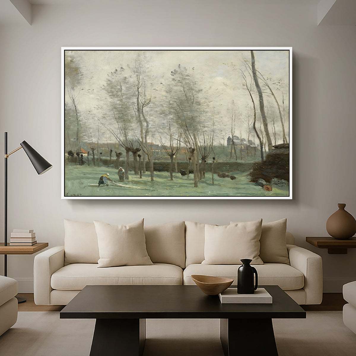 Washerwomen in a Willow Grove, c. 1871 - Floater Framed Canvas Print