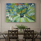 Canvas art print featuring a steep stairway between buildings leading upward through village setting, showcased as a statement wall artwork