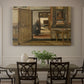 Canvas art print featuring a long interior hallway with figure standing in structured architectural space, showcased as a statement wall artwork