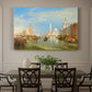 Canvas art print featuring a Venetian waterfront with boats and iconic buildings, showcased as a statement wall artwork
