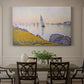 Canvas art print featuring a quiet harbor at sunset, showcased as a statement wall artwork