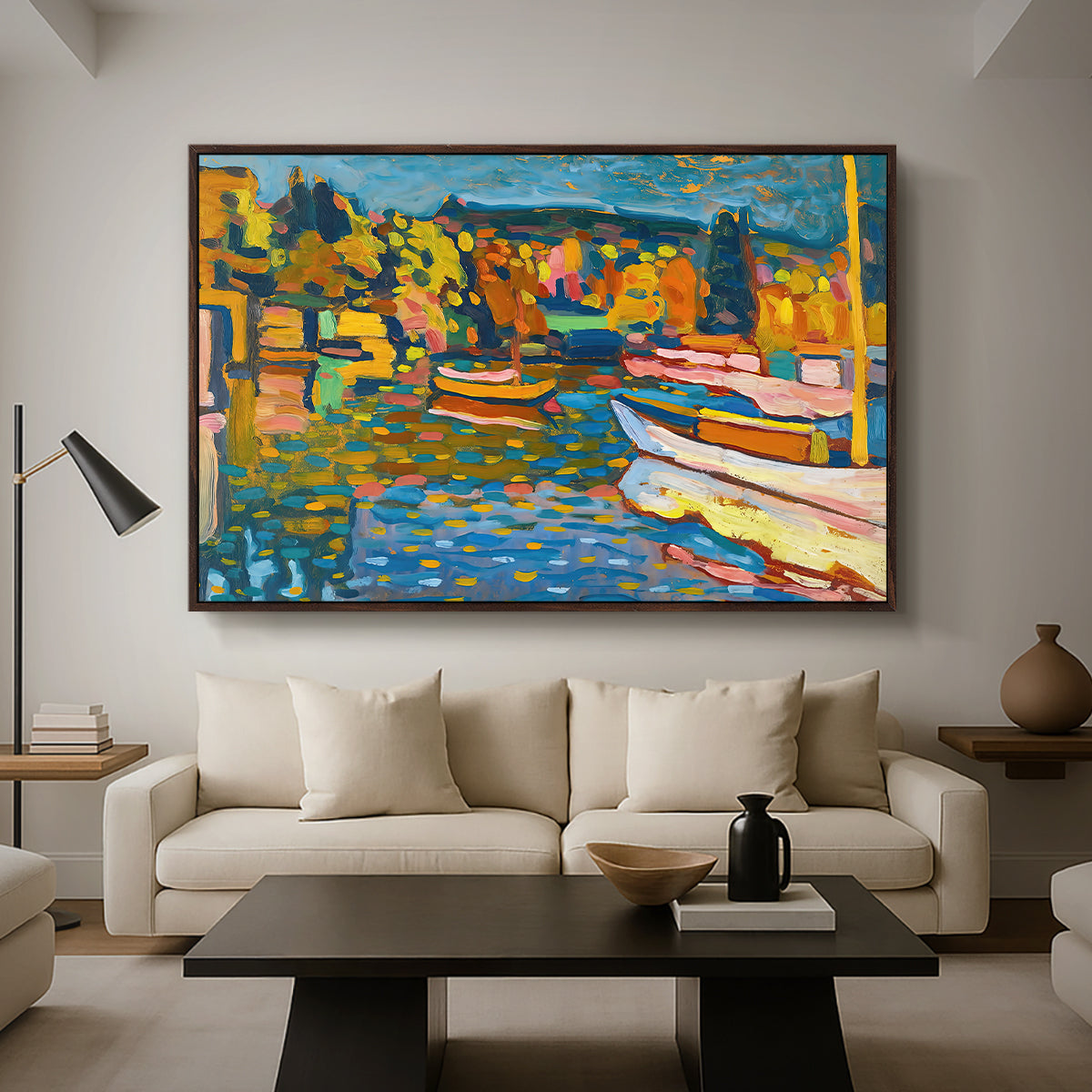 Study for Autumn Landscape with Boats, 1908 - Floater Framed Canvas Print