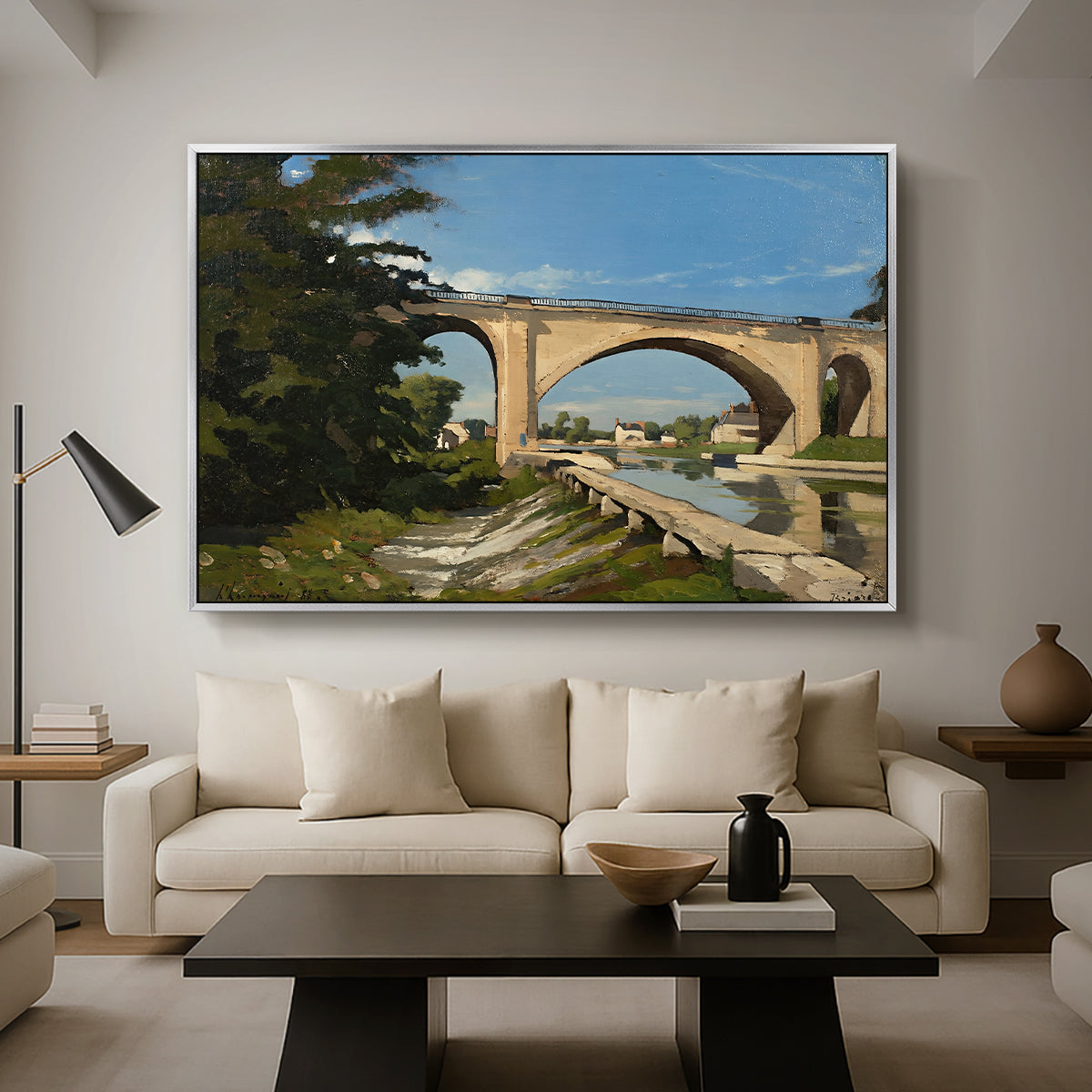 The Railroad Bridge at Briare, 1888 - Floater Framed Canvas Print