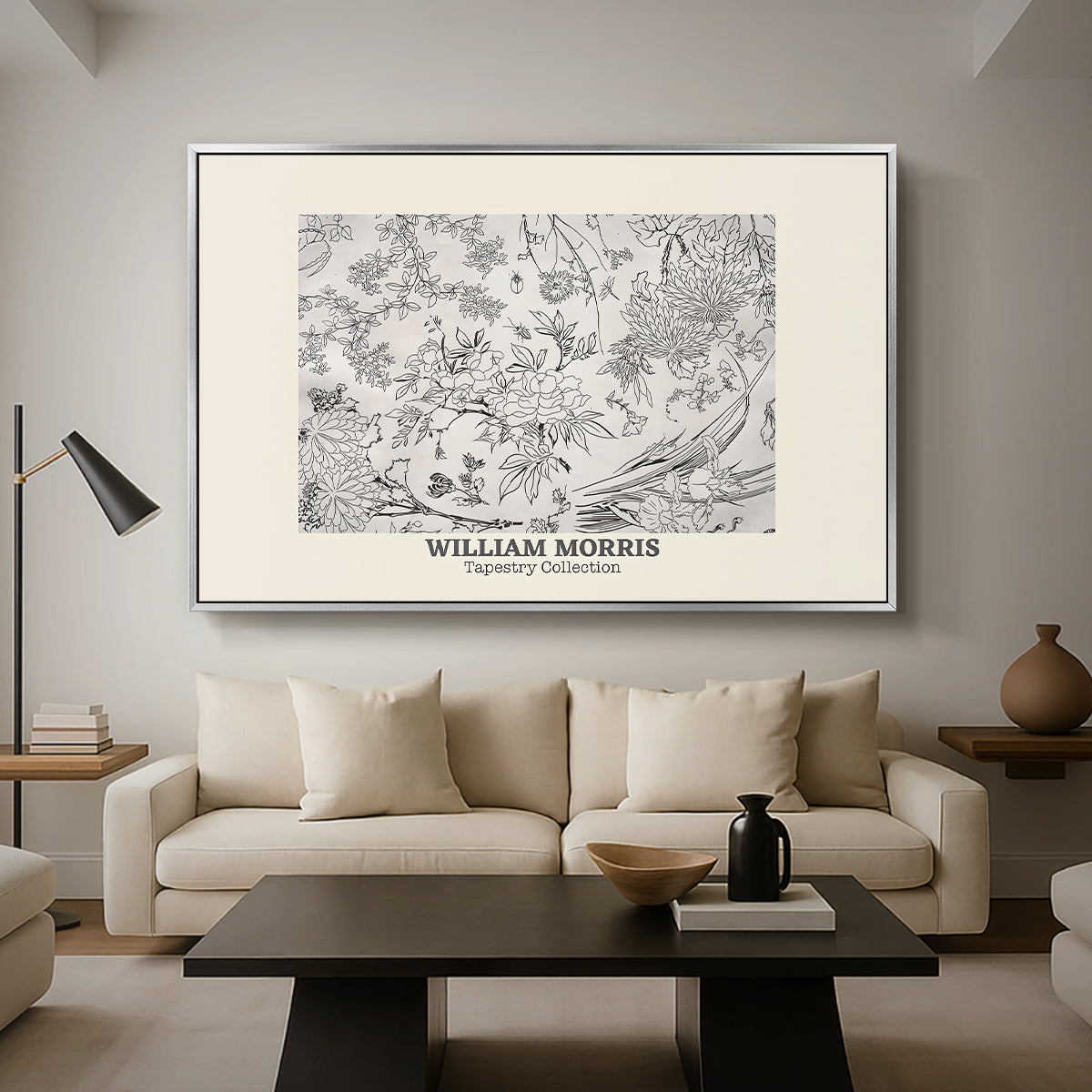 Fleurs, 1866 (Morris Inspired) - Floater Framed Canvas Print
