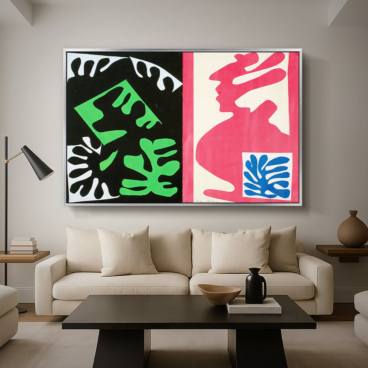 Composition, Black and Red, from Jazz, 1947 - Floater Framed Canvas Print