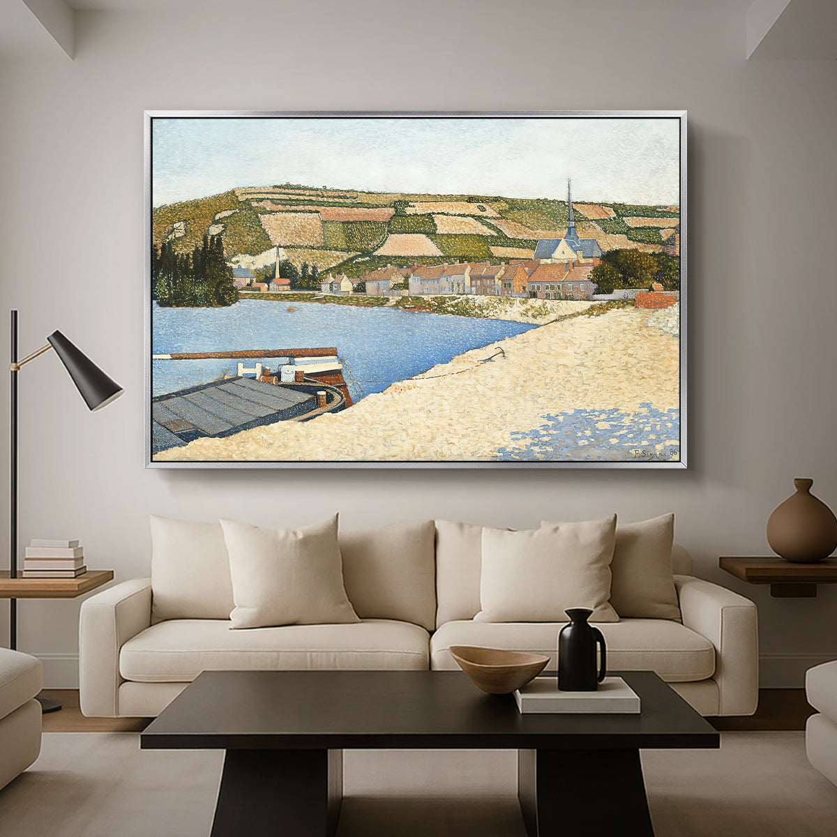 The Riverbank, Les Andelys, 1886 - Floater Framed Canvas Print