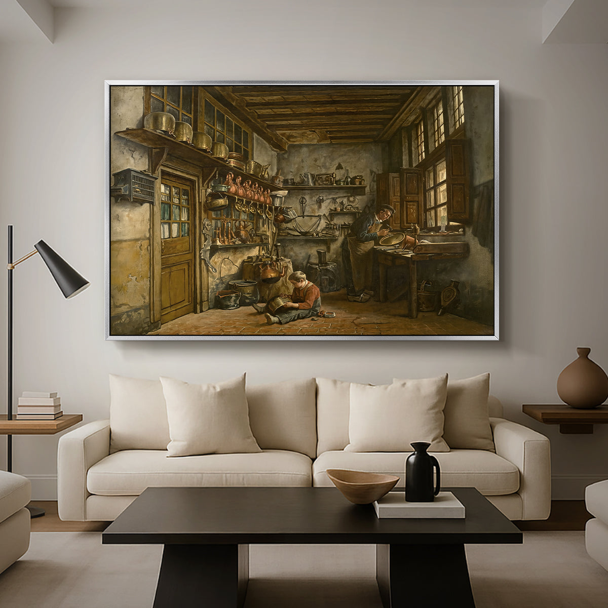 The Tinker, 1861 - Floater Framed Canvas Print