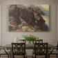 Canvas art print featuring a rocky alpine terrain with steep slopes and distant mountain peaks, showcased as a statement wall artwork