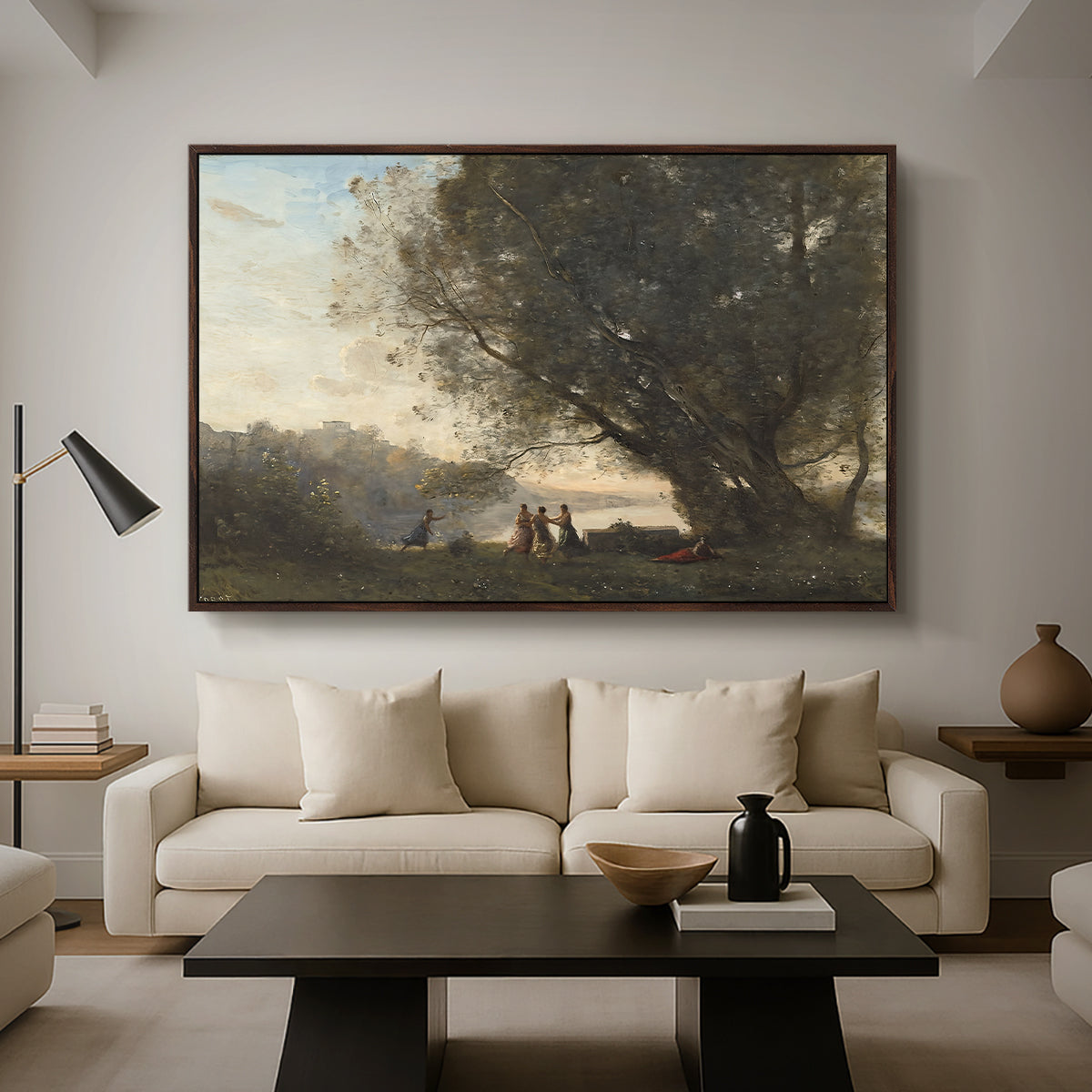 Dance Under the Trees at the Edge of the Lake, c. 1865-1870 - Floater Framed Canvas Print
