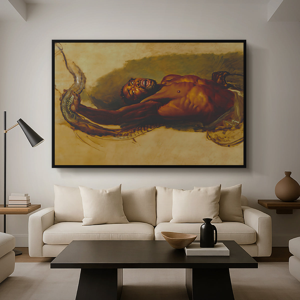 Man Struggling with a Boa Constrictor, c. 1803 - Floater Framed Canvas Print
