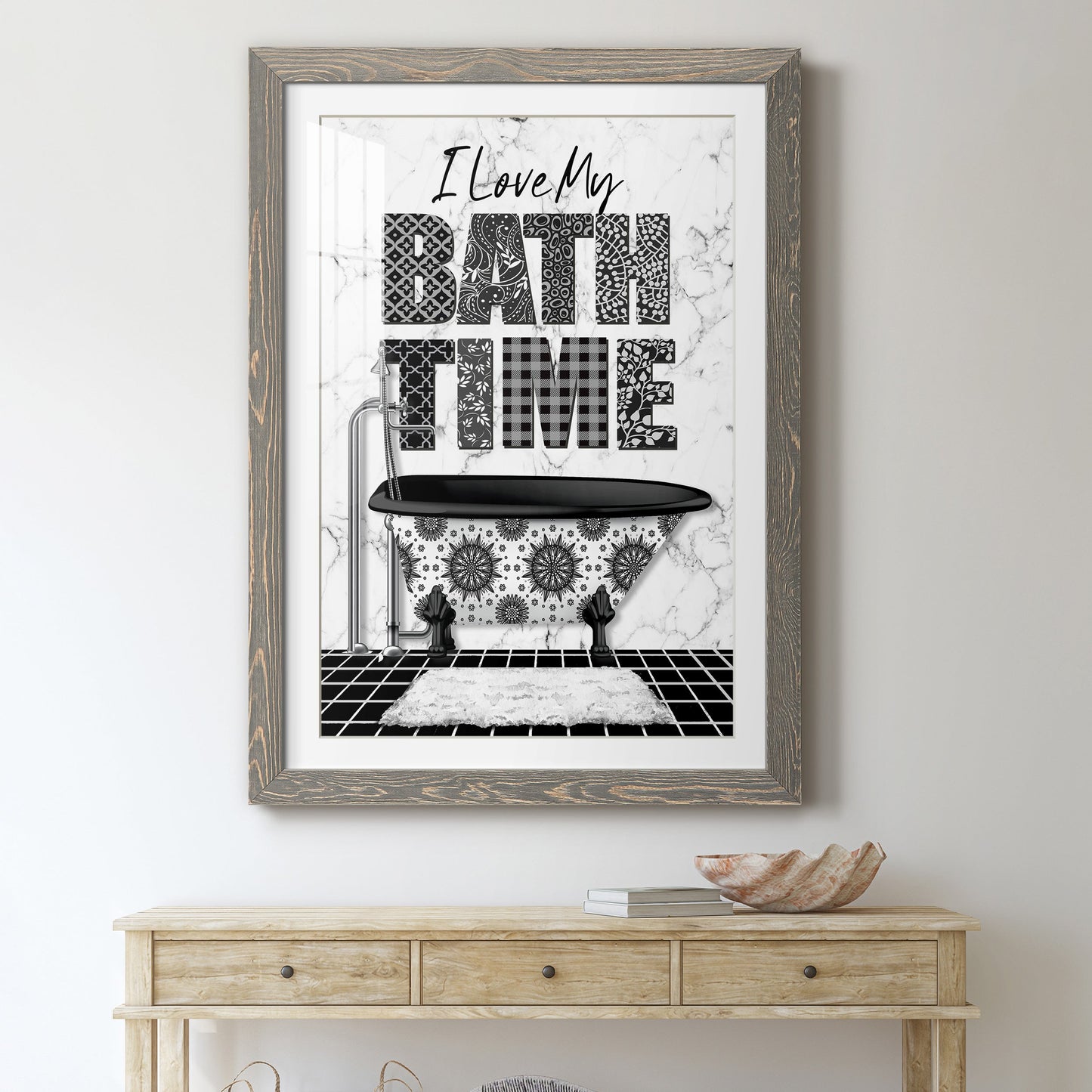 Bath Time - Premium Framed Print - Distressed Barnwood Frame - Ready to Hang