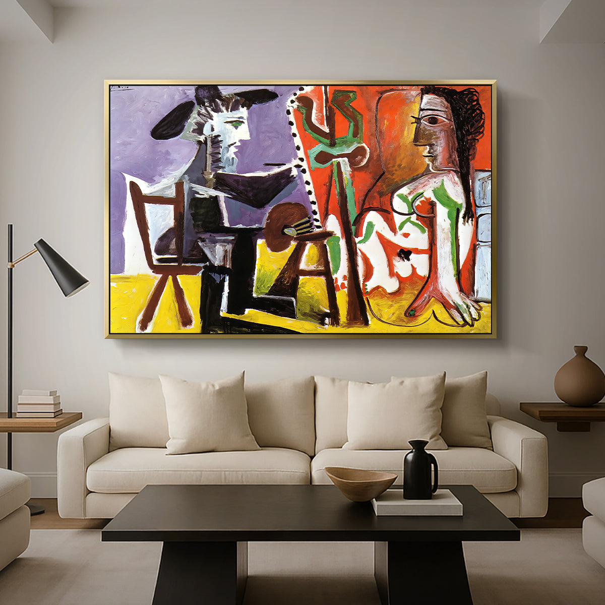 The Painter and His Model, 1963 - Floater Framed Canvas Print