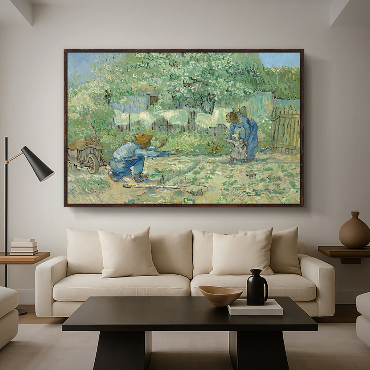 First Steps after Millet, 1890 - Floater Framed Canvas Print