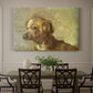 Canvas art print featuring a small dog resting with soft brushwork in warm-toned composition, showcased as a statement wall artwork